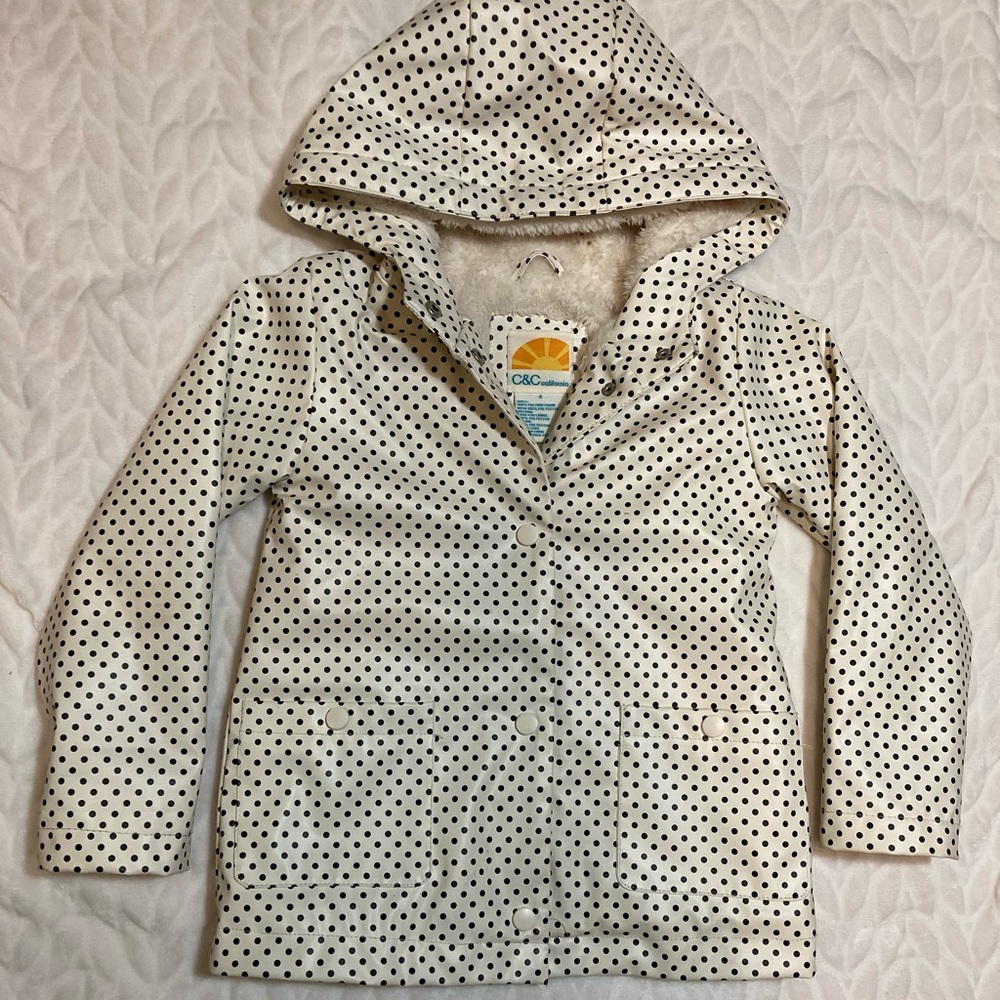 Cozy toddler girl rain jacket with fleece lined from C&C California in size 4T